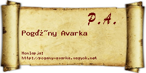 Pogány Avarka névjegykártya